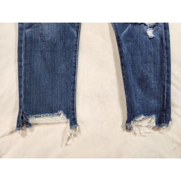 6 Short American Eagle Jeans Womens Hi-Rise Girlfriend Ripped Button Fly Distres - Picture 4 of 16